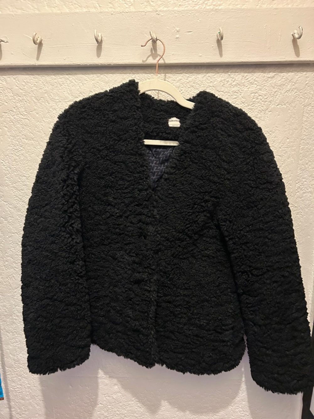Zadig & Voltaire Black Teddy Faux-Sherpa Jacket